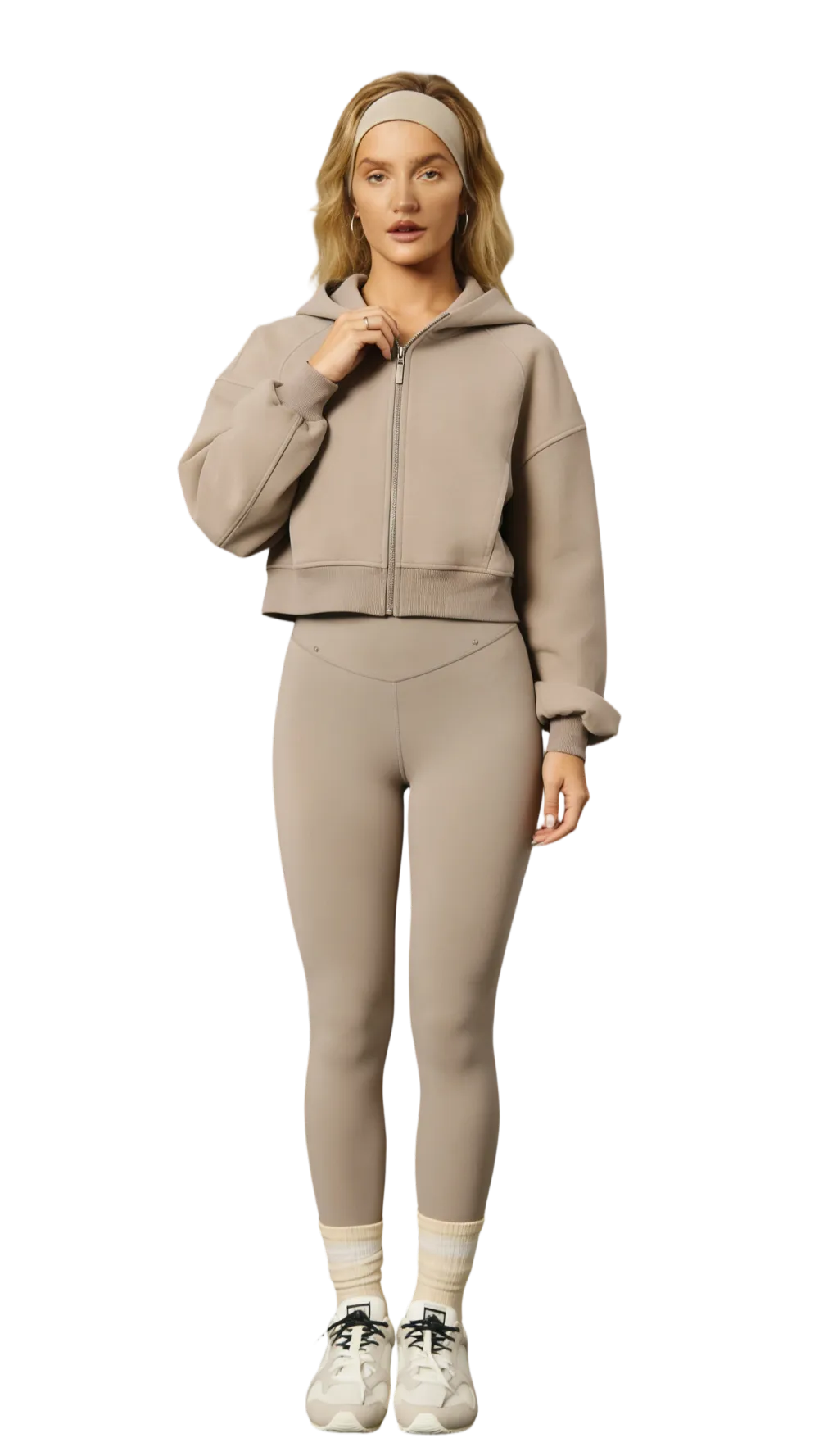 Warm Lightweight Relaxed Fit Cropped Hoodie Sweatshirt Set