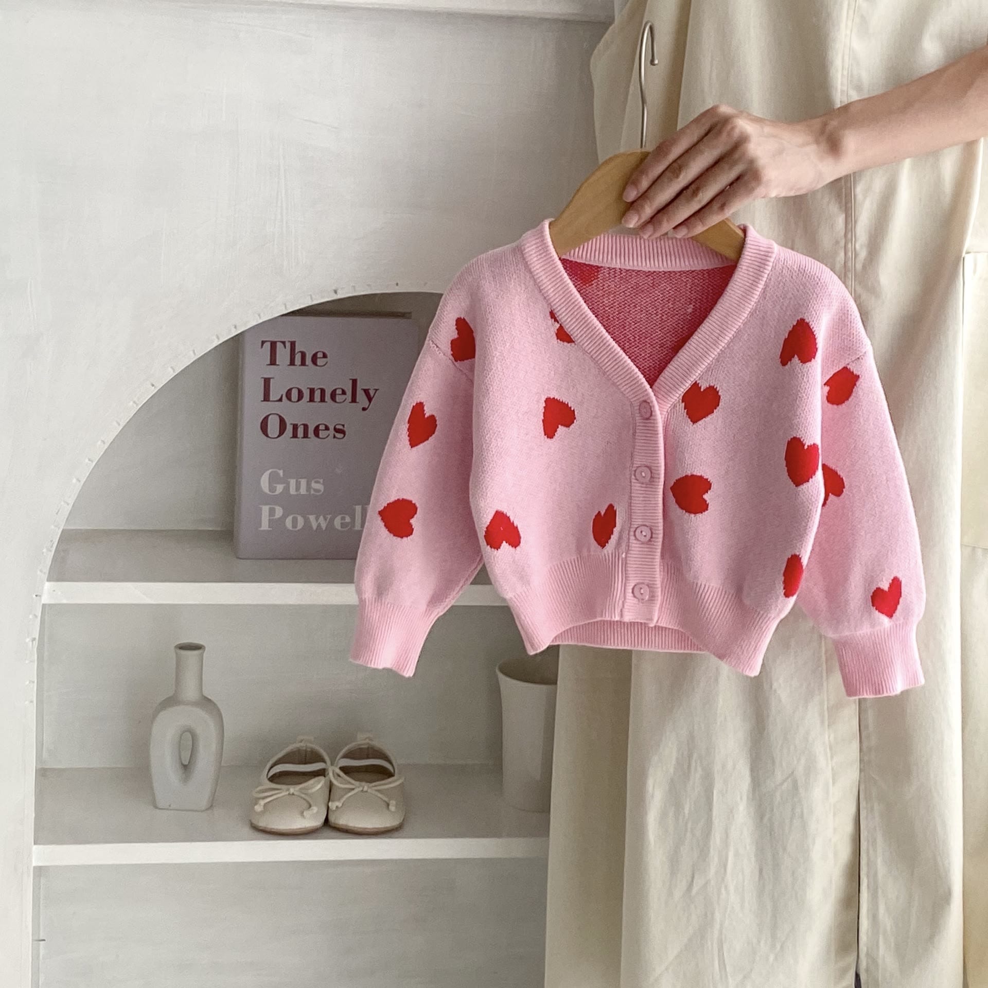 Baby Knitted V-neck Heart Cardigan