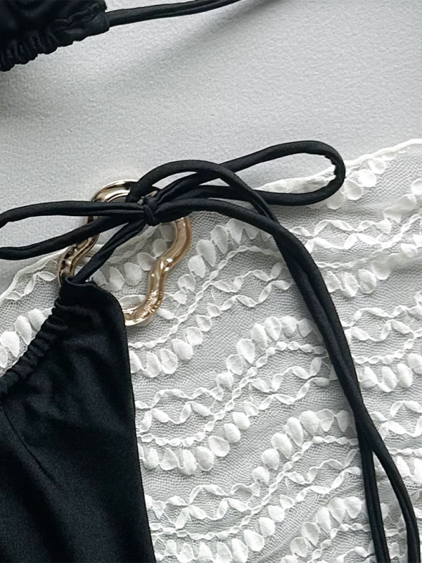 Deep V Solid Color Bikini