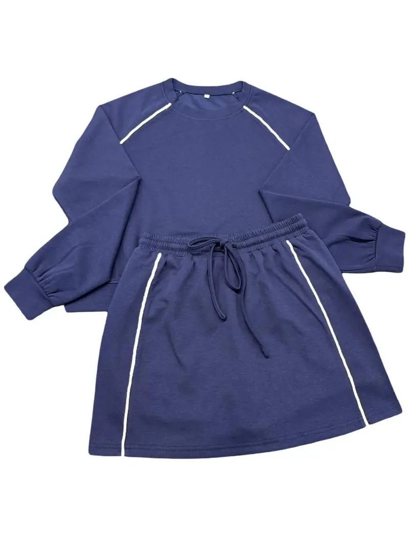 Autumn 2-Piece Short Dress Set Long Sleeve Top & Tennis Skirt