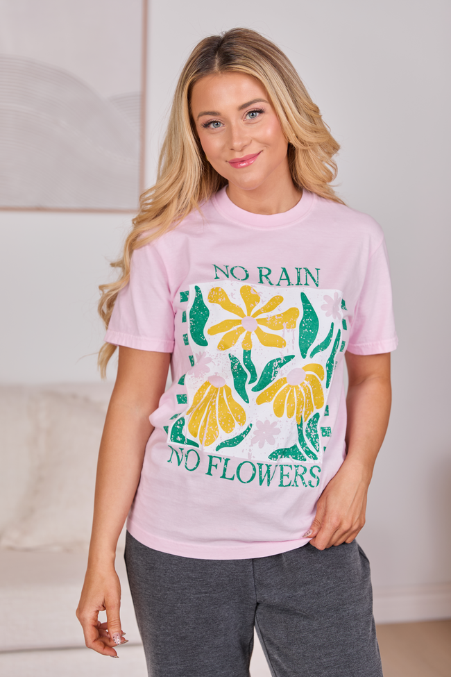 No Rain No Flowers Light Pink Graphic Tee
