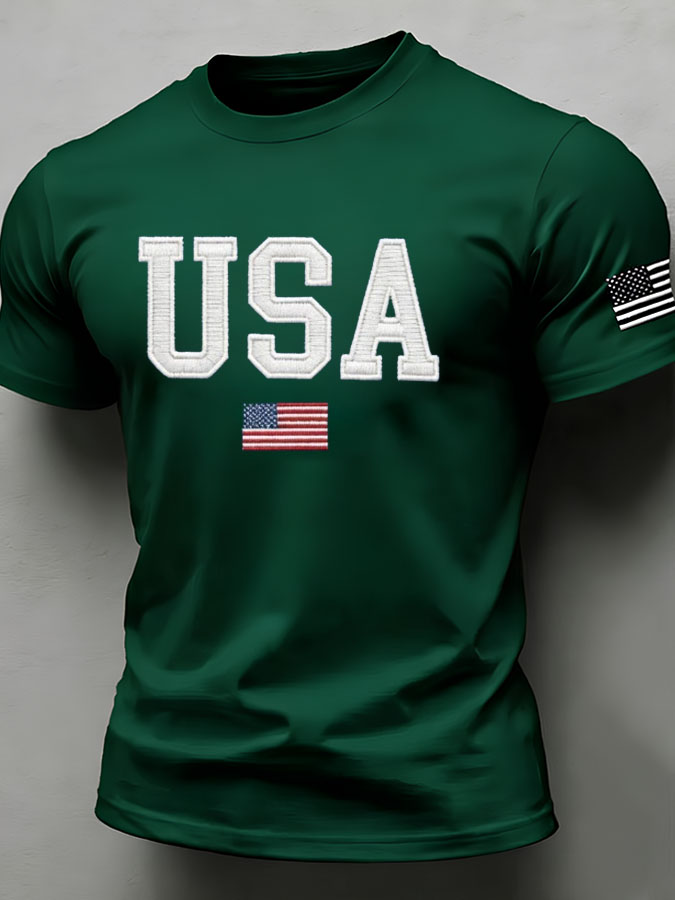 Men'S American Flag Independence Day Celebration Classic Pattern Short Sleeve T-Shirt