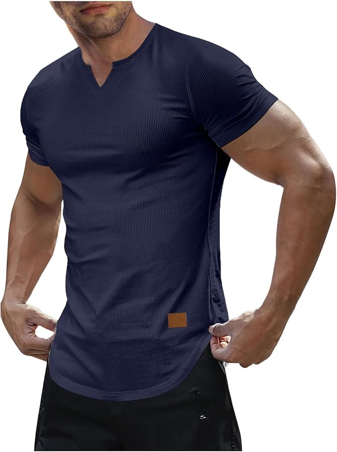 🔥Men’s Slim Fit V-Neck Muscle T-Shirts
