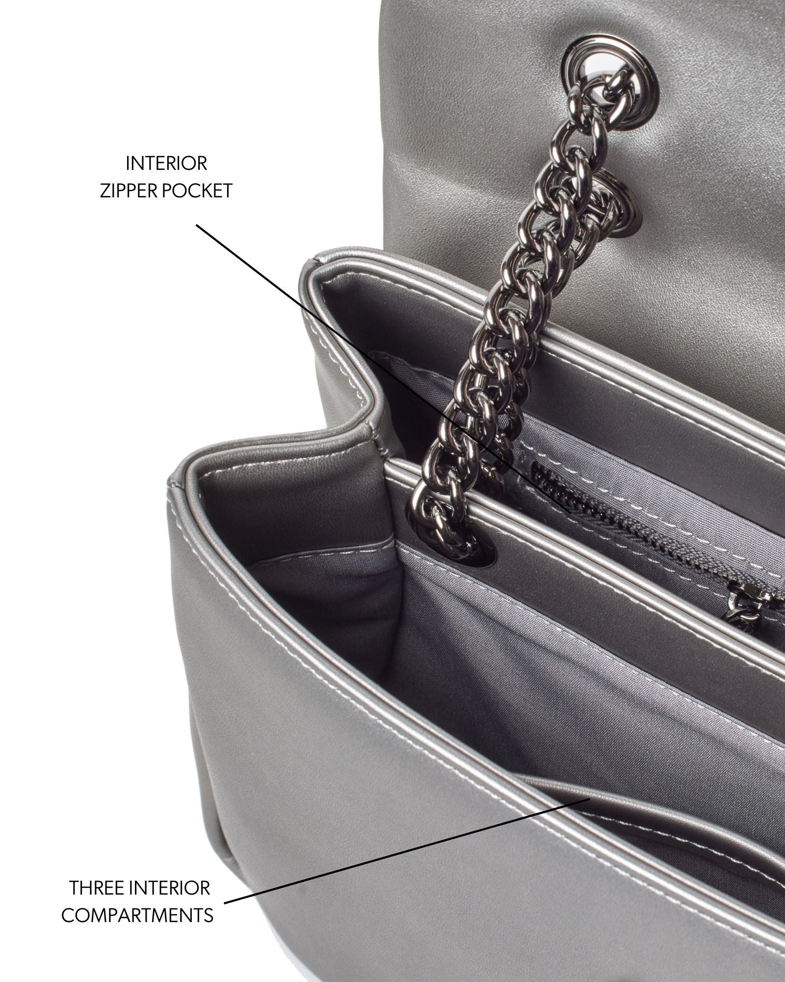 MEDIUM STANDARD FLAP BAG - PLATINUM