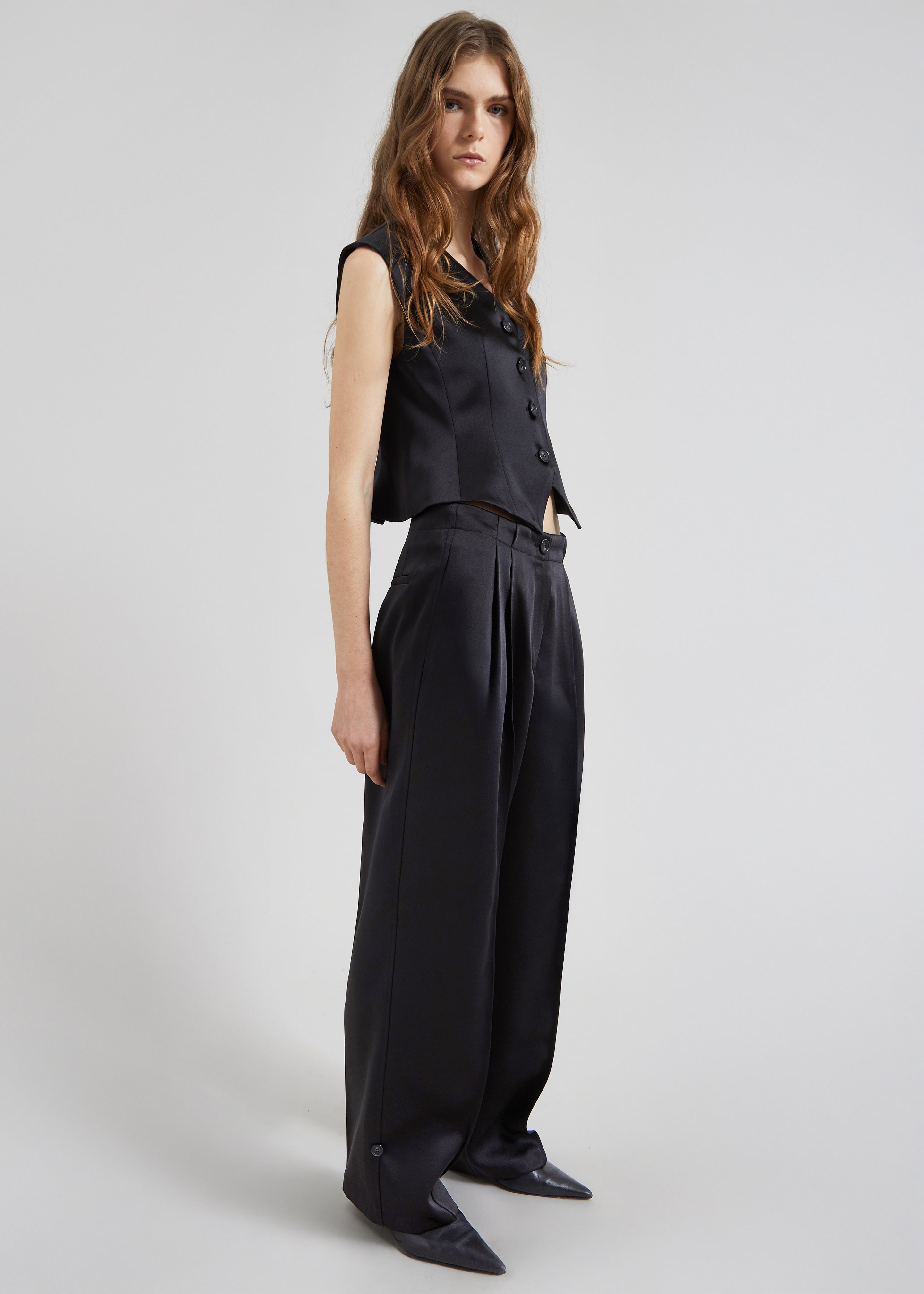 Rui Satin Trousers - Black
