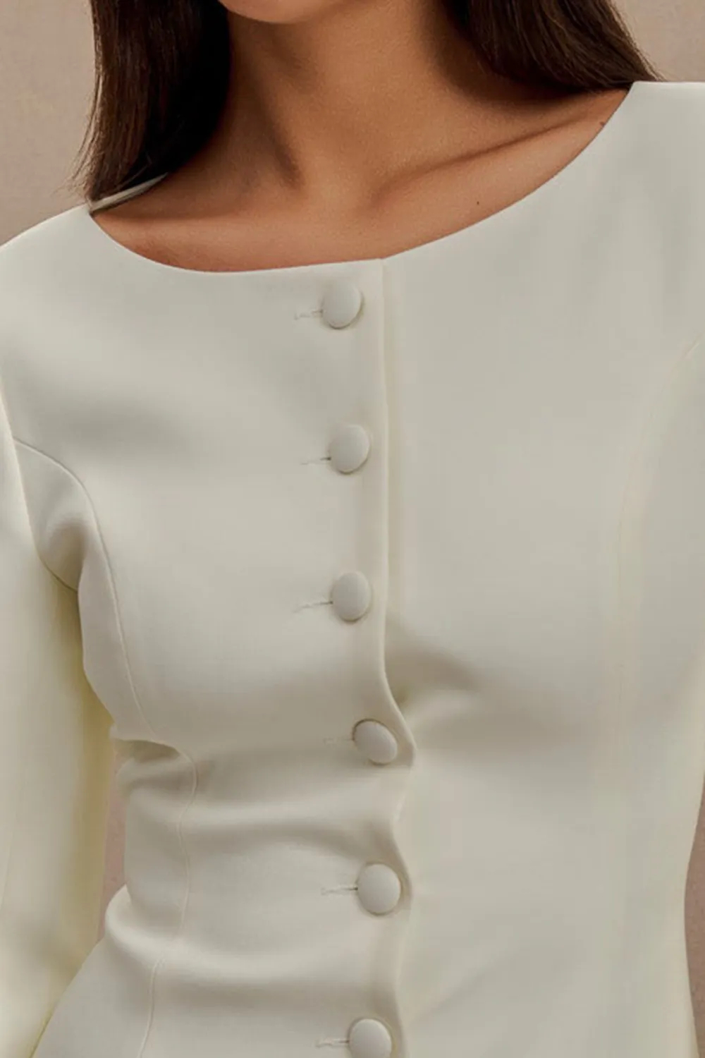 Boat Neck Suiting Mini Dress