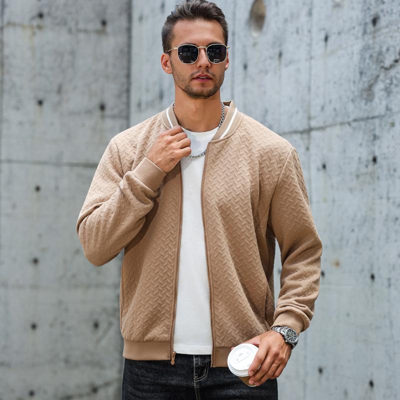 Men's Lightweight Varsity Bomber Jacket - Zip-Up Stand Collar