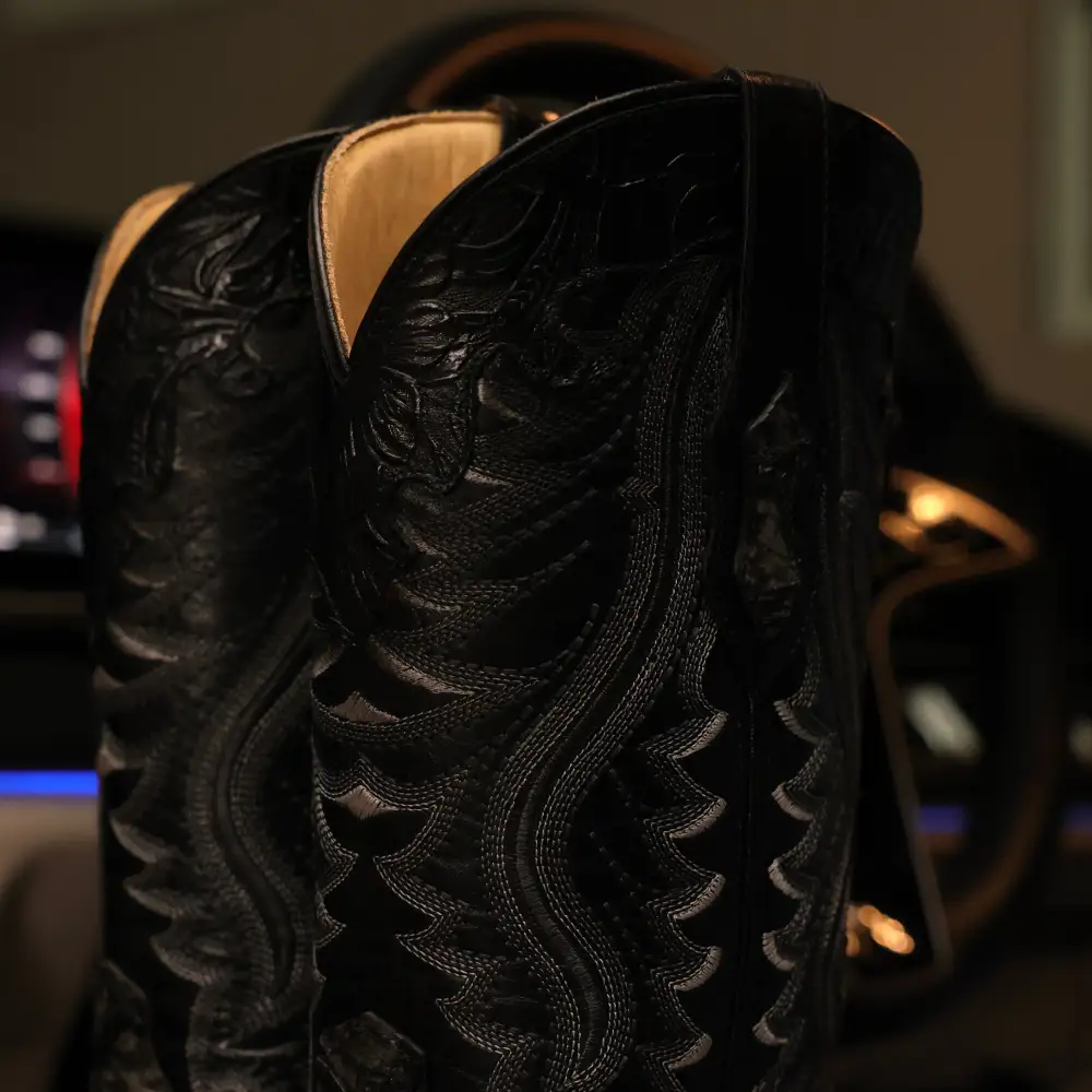 Midnight Grey Pirarucu Leather Boots - Square Toe