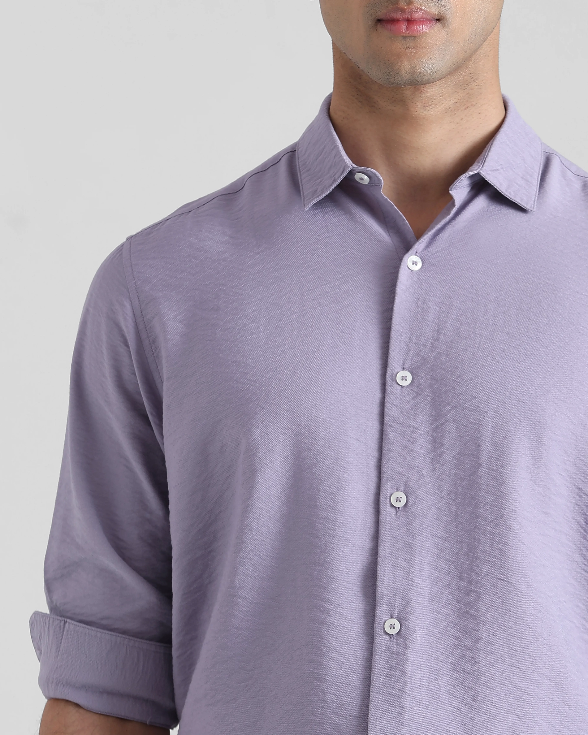 Leisure Simple Comfortable Slim-Fit Breathable Lilac Shirt