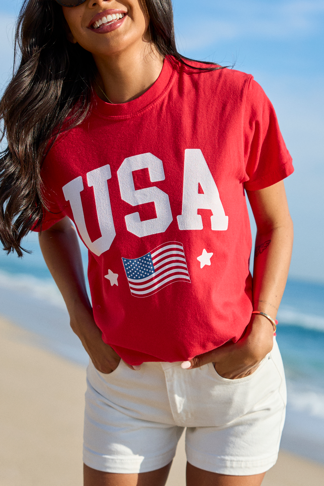 USA Flag Red Graphic Tee