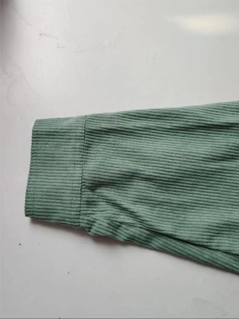 Women's Plain Pocket Button Front Corduroy Shirt