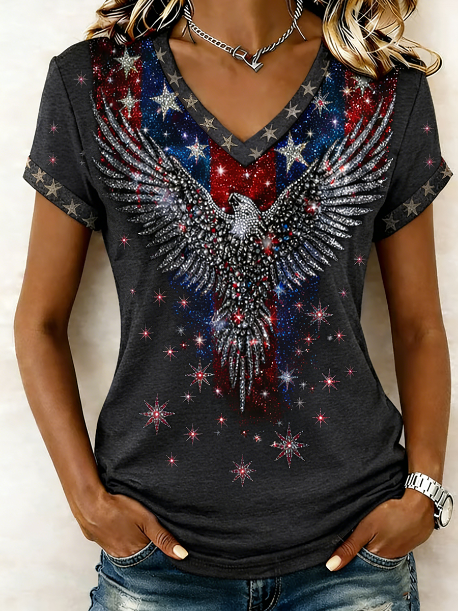 Women's American 250Th Anniversary Commemorative Pattern Casual Short Sleeved T-Shirt