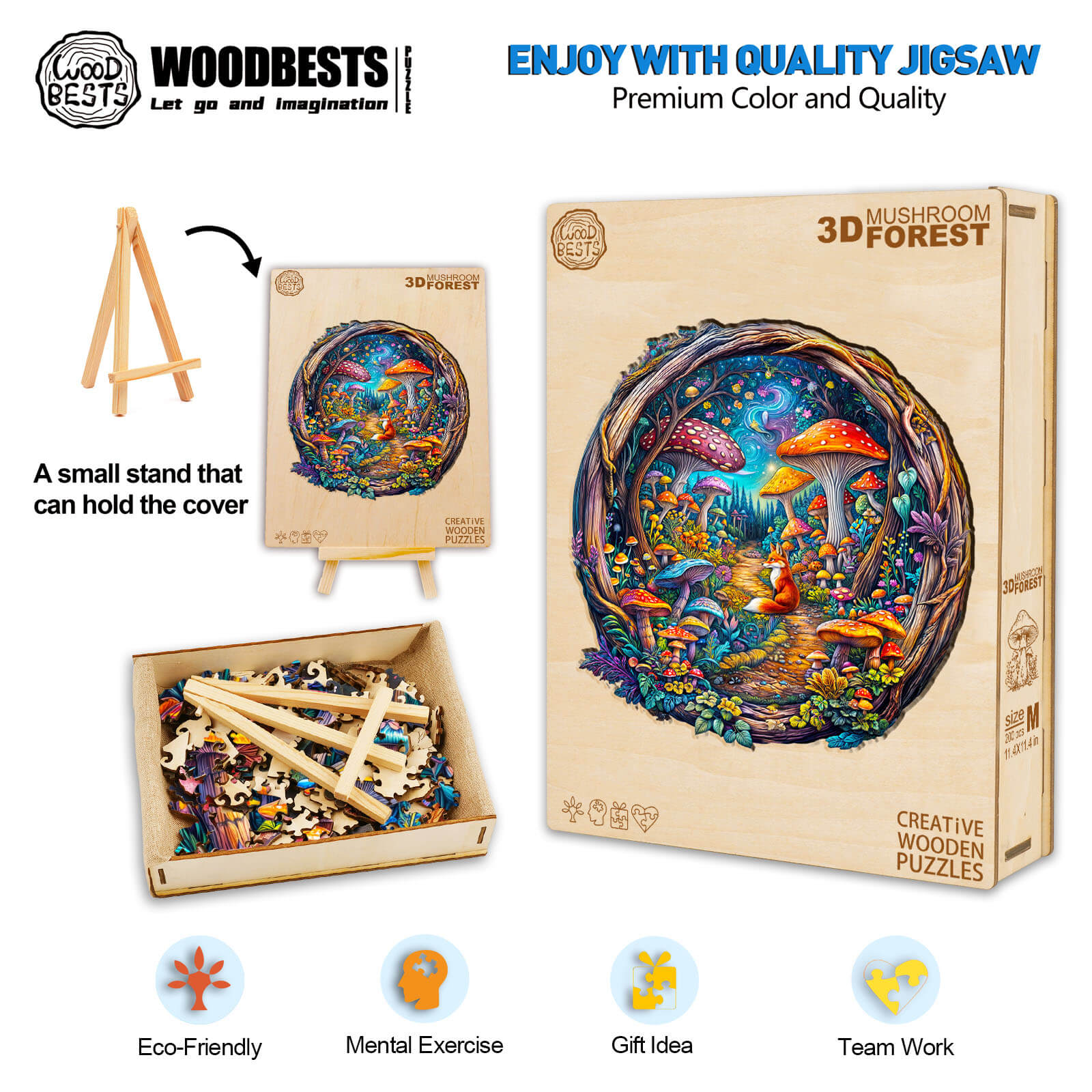 3D Mushroom Forest Wooden Jigsaw Puzzle