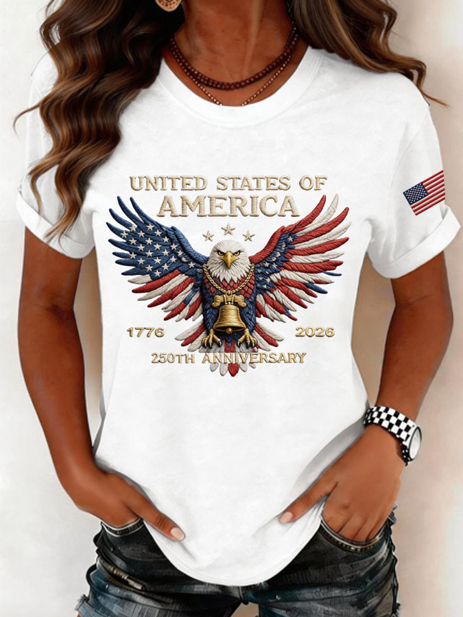 Women'S Independence Day Round Neck T-Shirt