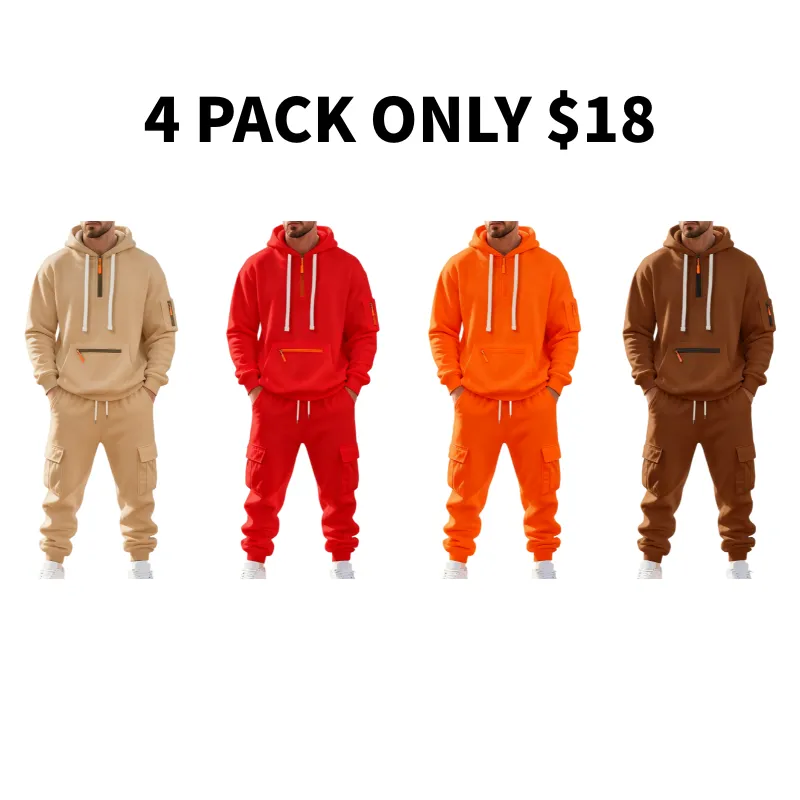 🔥Men's 8-Pack Hoodie & Cargo Pants Tracksuit Set - 8 Colors, Only $24