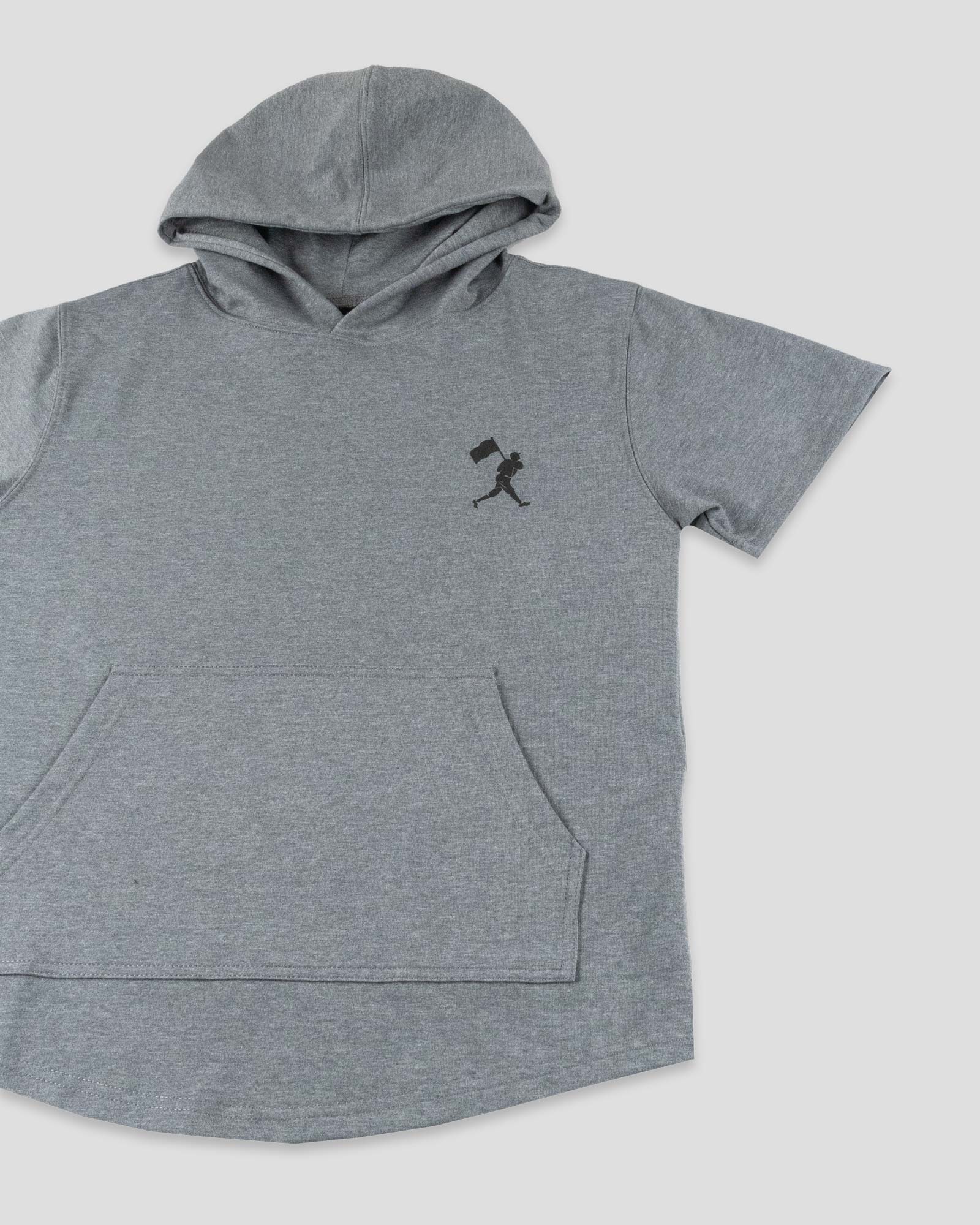 Flag Man Short Sleeve Hoodie (Grey) - Youth