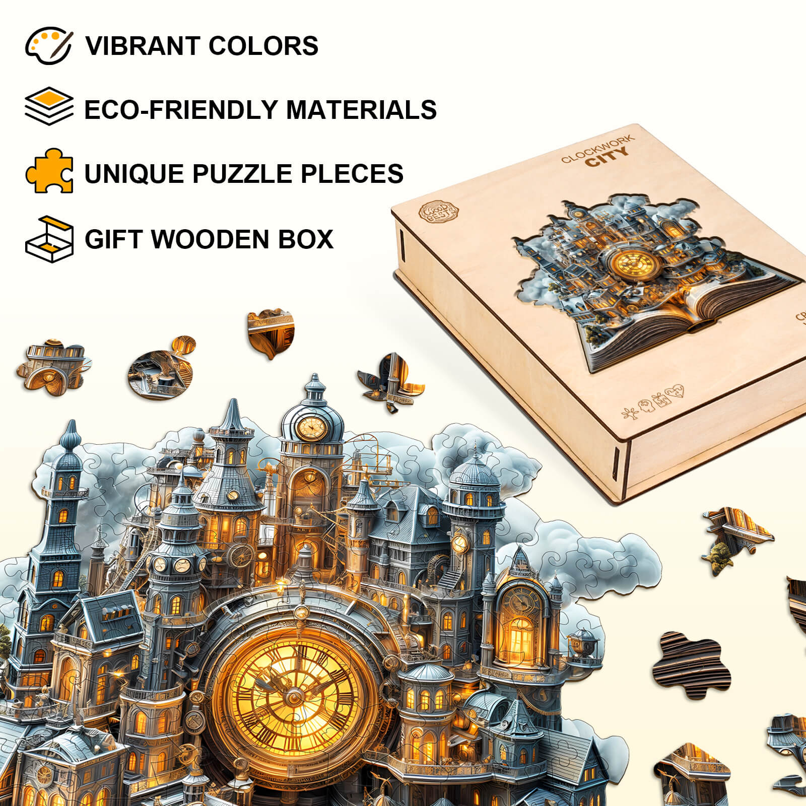 Clockwork City Wooden Jigsaw Puzzle