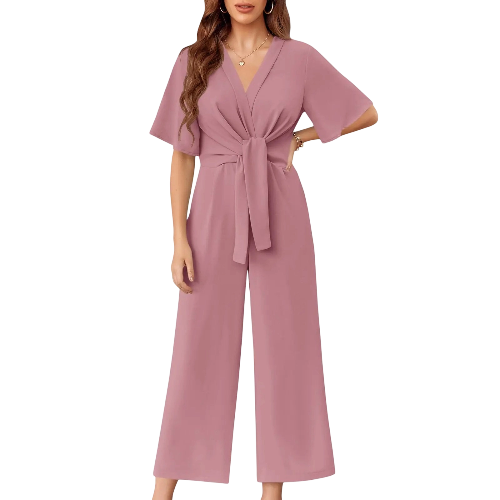 🎀🎀Women's Minimalist Wide-Leg Tie-Front Jumpsuit
