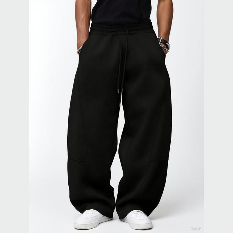 Unisex Winter Warm Wide-Leg Jogger Pants with Drawstring Waist