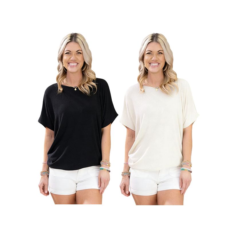 Women's Dreamy Dolman Short Sleeve Knit Top
