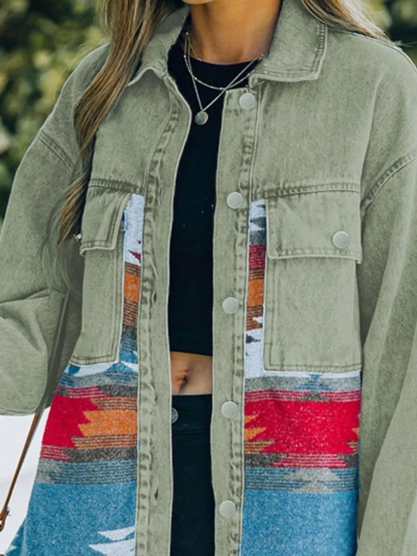 Print Button Up Jacket