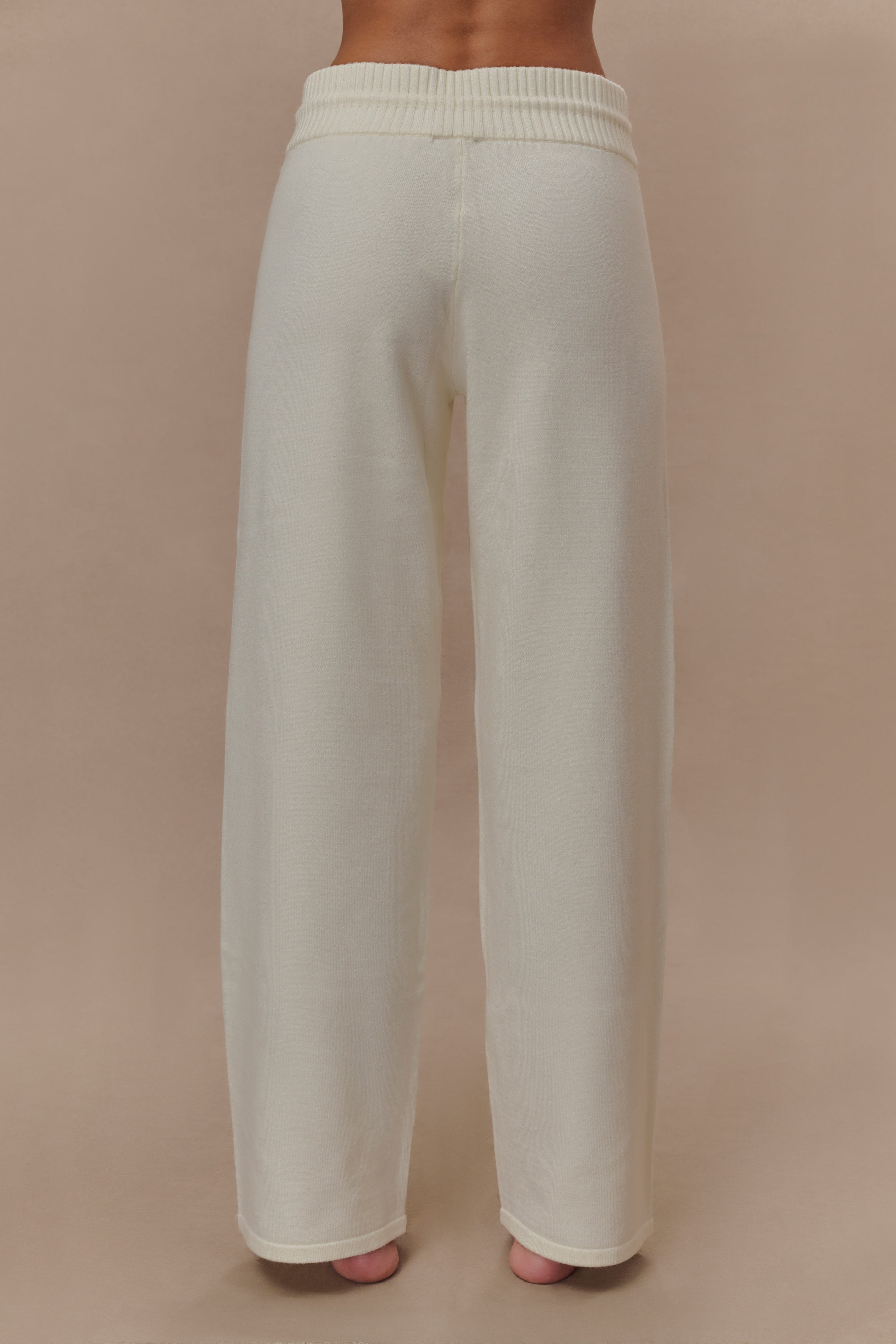Ivory Knit Wide Leg Pants
