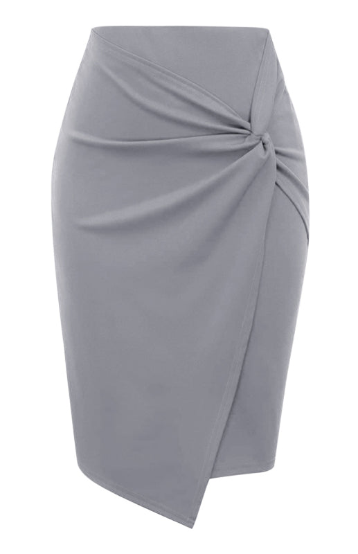 Pleated Solid Color Bodycon Midi Skirt