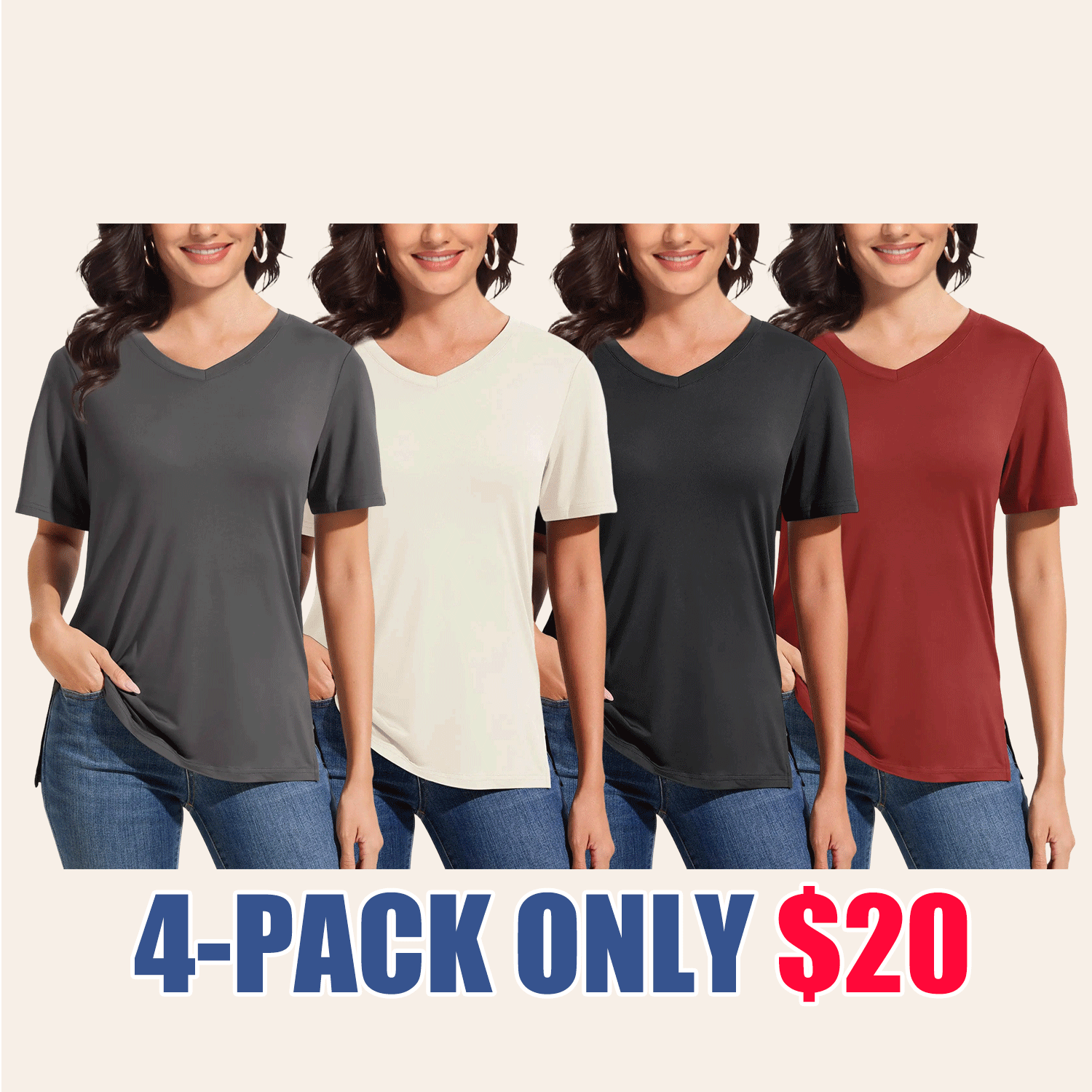 🔥🔥Easter Sale!V-Neck Loose Fit Tee