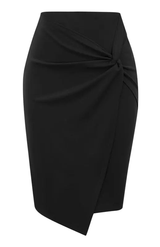 Pleated Solid Color Bodycon Midi Skirt