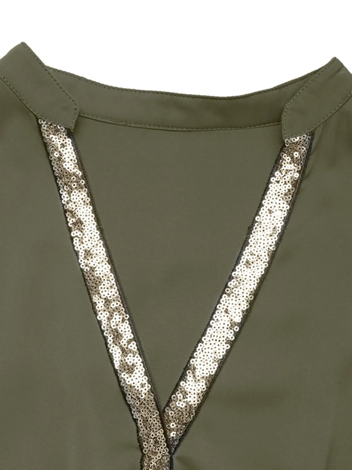 Sequin Notched Short Sleeve Midi Dress