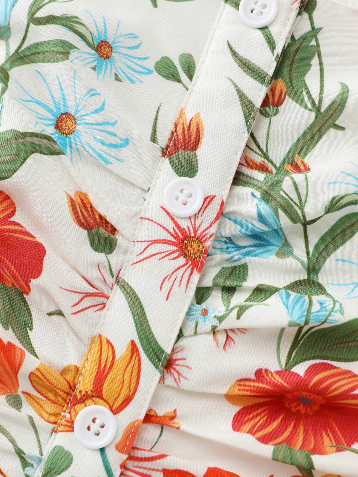 Floral Print Button Placket Maxi Dress