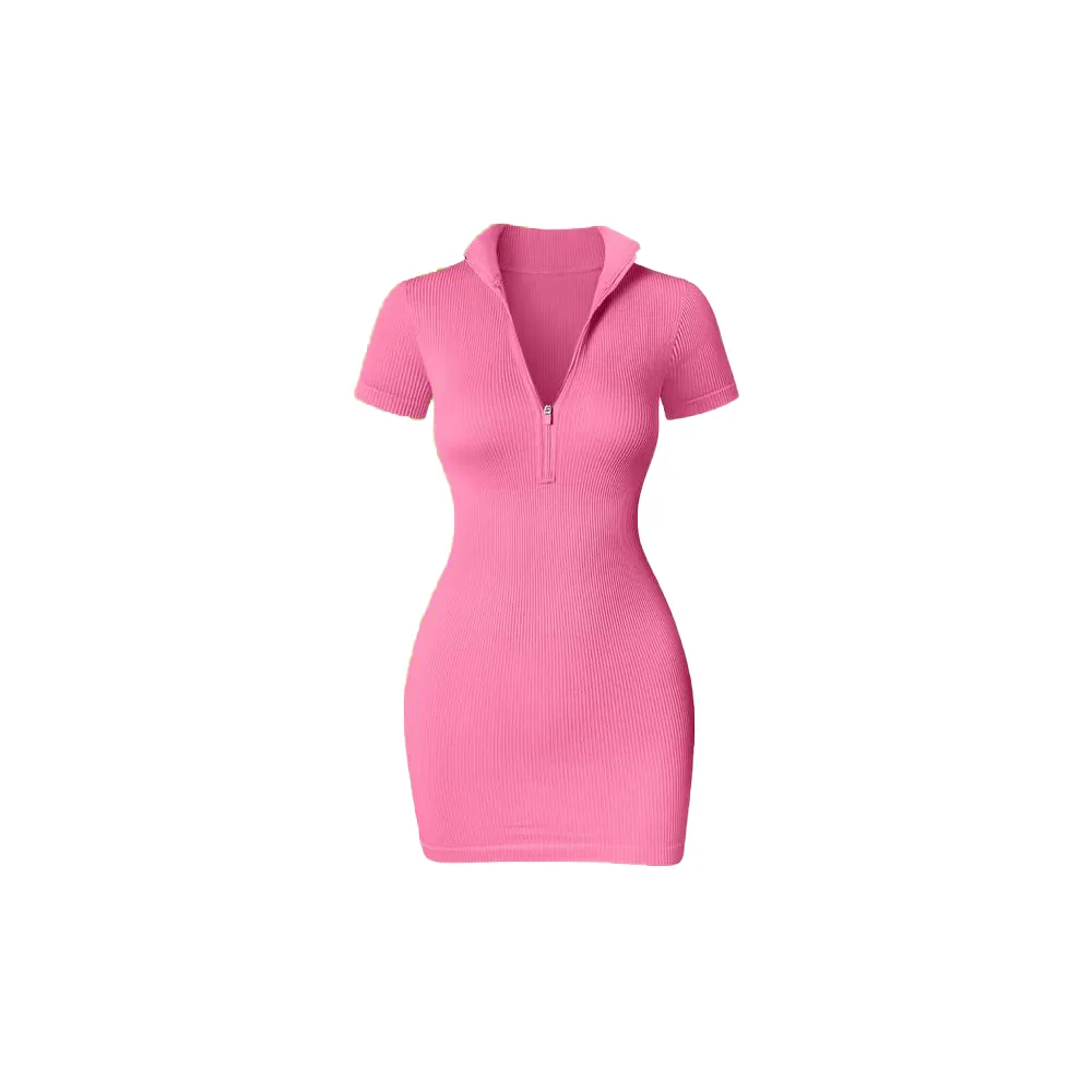 Lapel Zip Tight Dresses Stretchy Womenswear(Just $3 Each!)