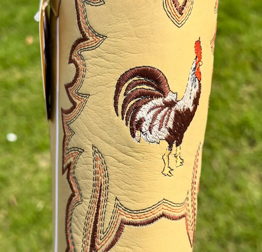 Mens Brown Basket Woven Boots With Cream Shaft