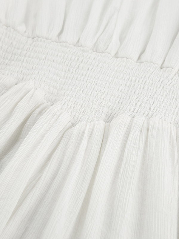 Falbala Solid Color Wrap Round-Neck Mini Dresses