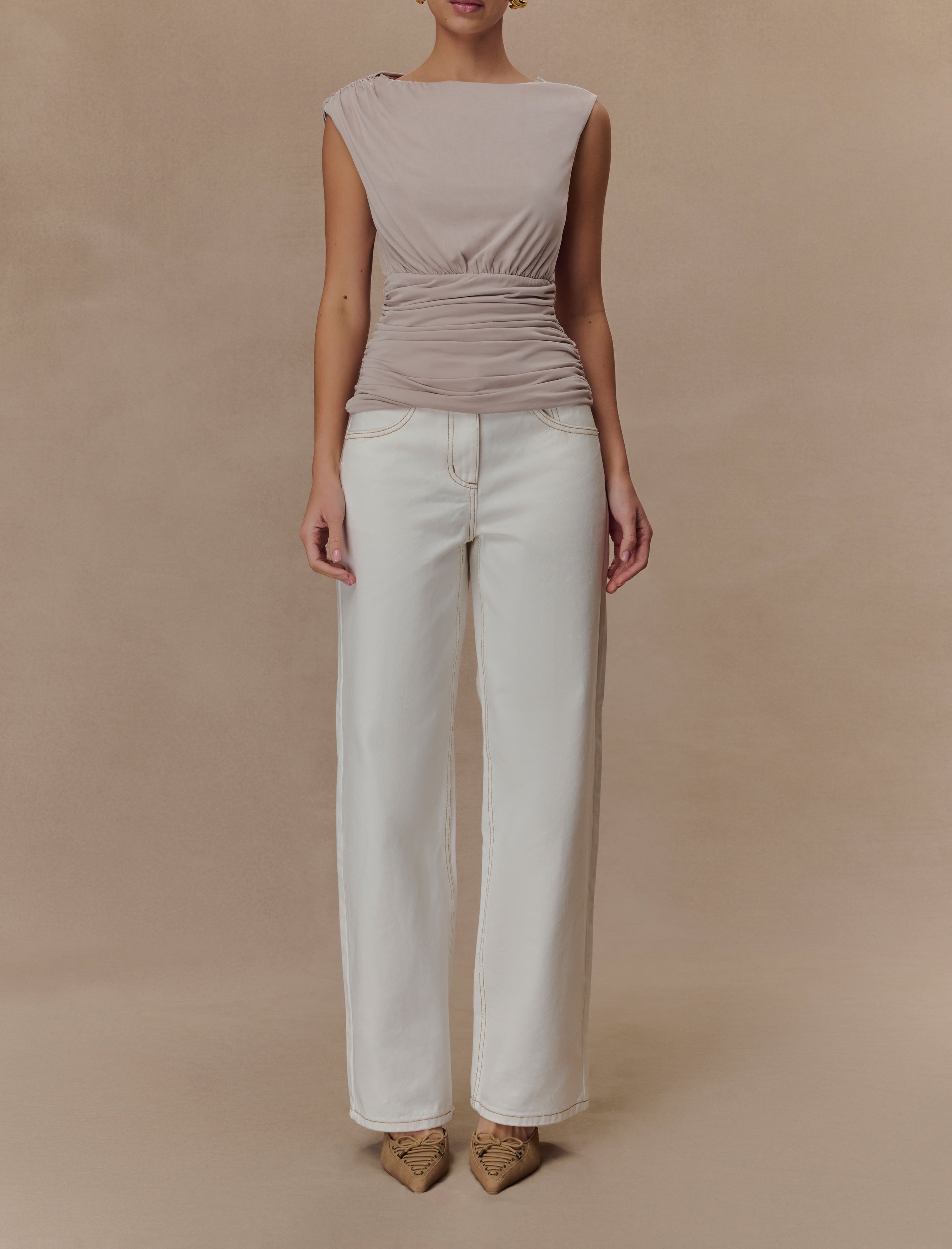 Taupe Short Sleeve Top