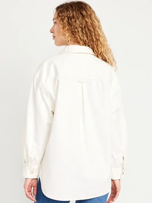 Boyfriend-style button-down denim shirt