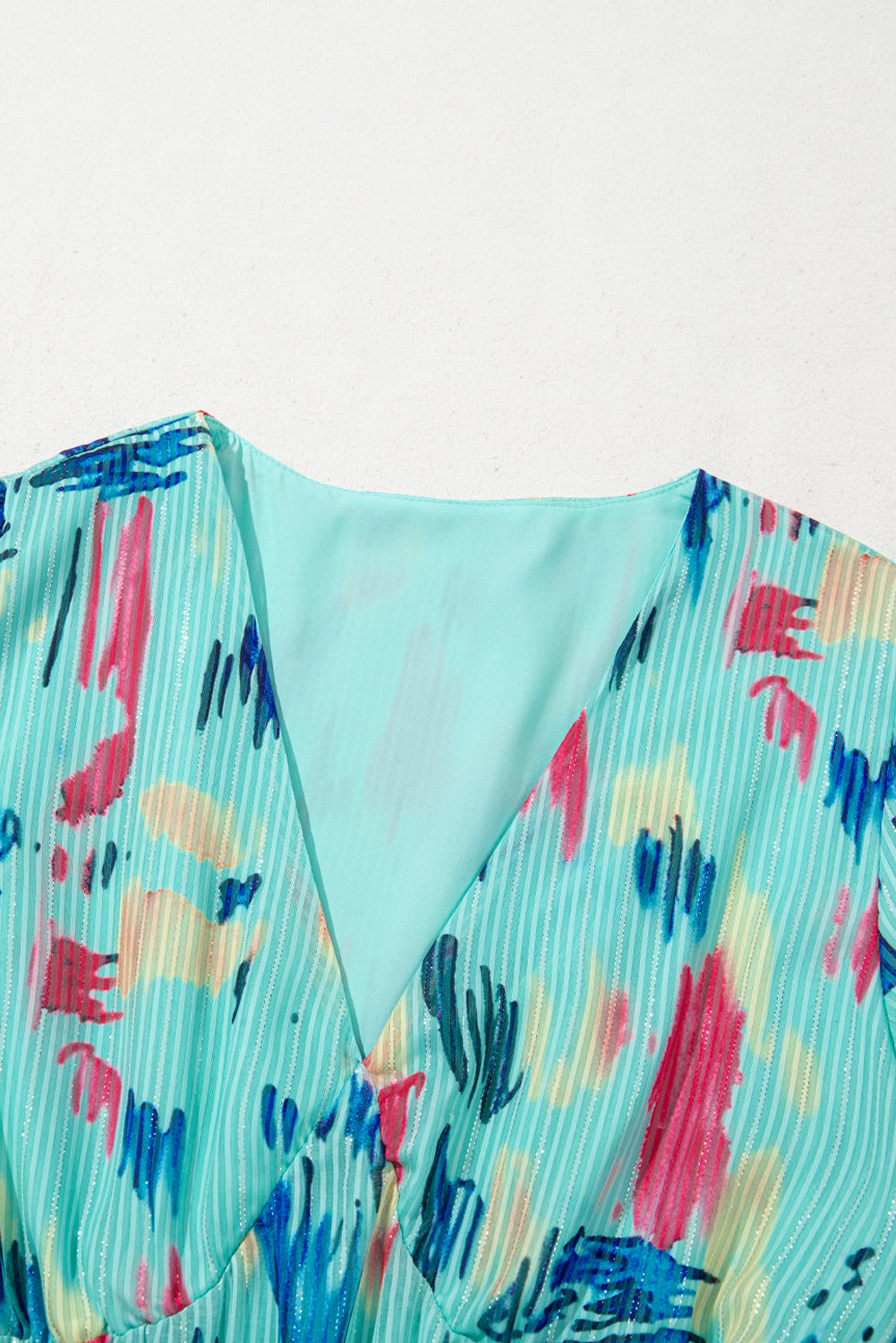 Rose Abstract Print Short Puff Sleeve Tiered Maxi Dress