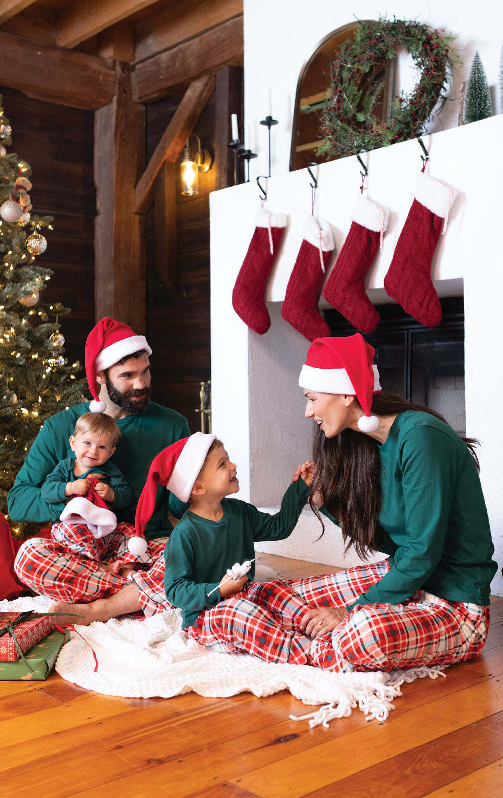 Modern Plaid Matching Family Set - Evergreen