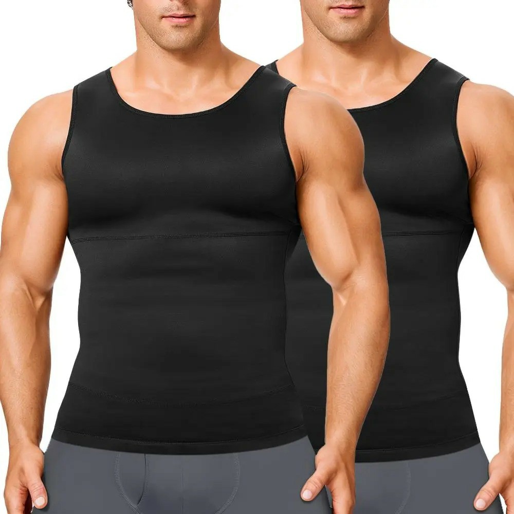 Men’s Silky Soft Compression Shapewear Tank, Slimming Body Shaper Vest with Waist & Chest Support, Stretchy, Odor-Resistant