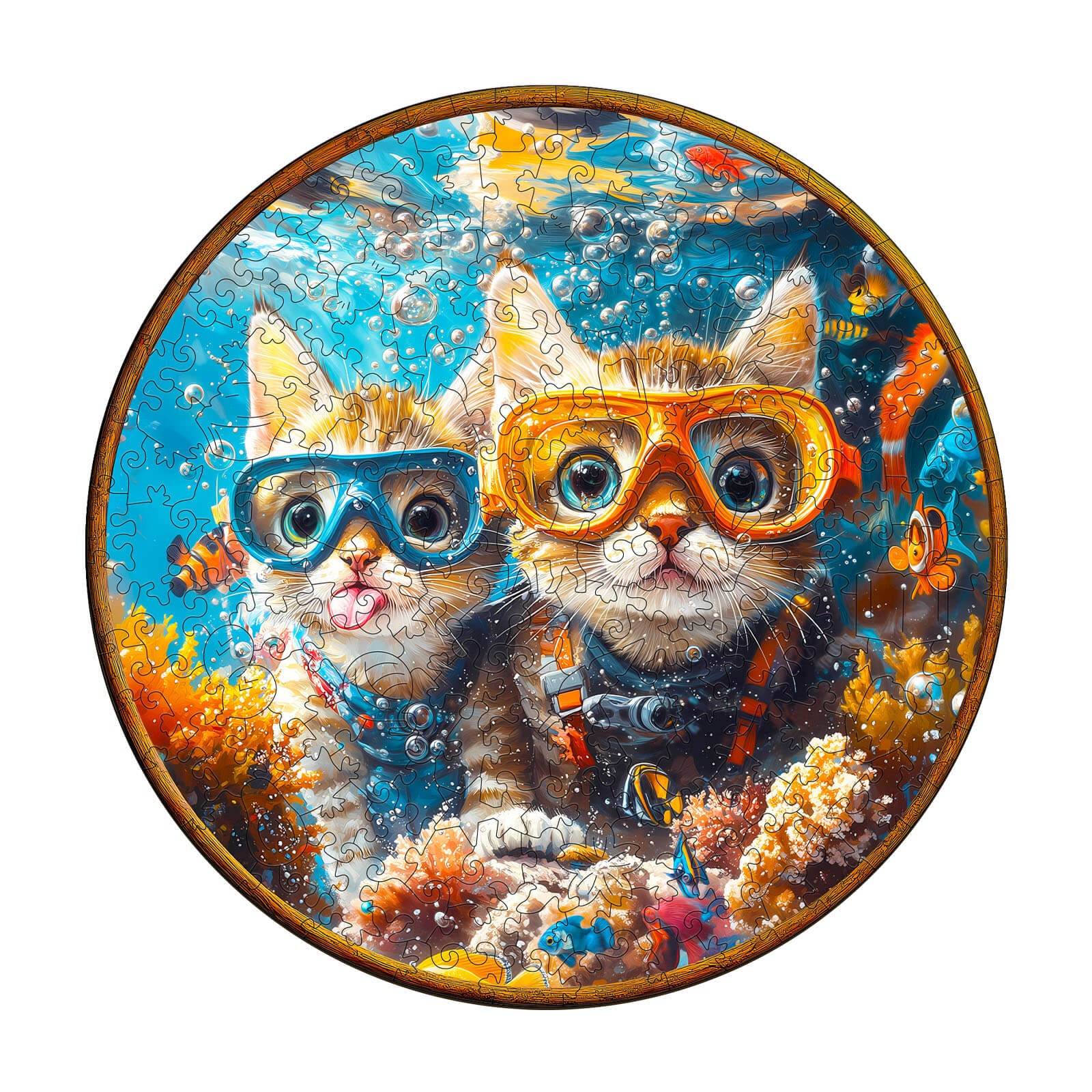 Diving cats Wooden Jigsaw Puzzle