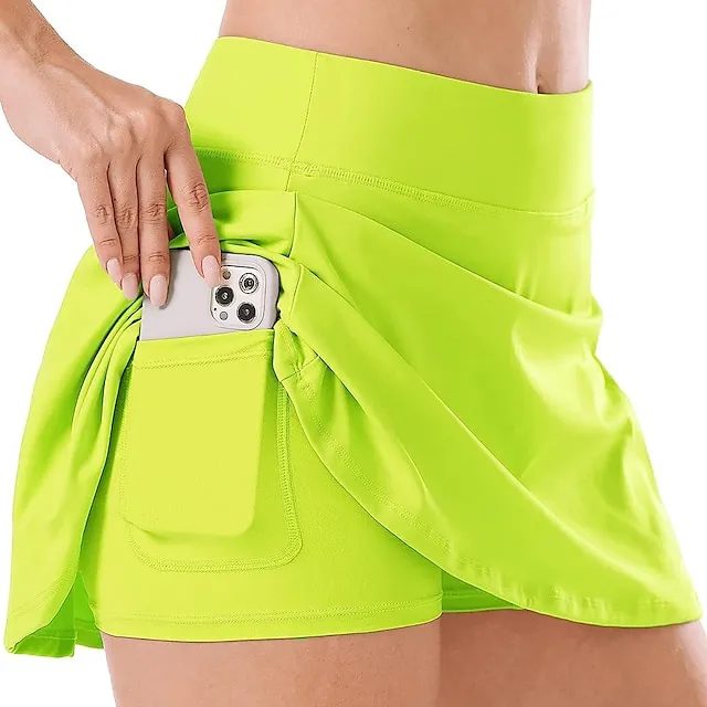 Women's Tennis Skirts Golf Skirts Breathable Quick Dry With Pockets Tennis Clothing Golf Apparel 2 in 1 Golf Tee Pocket Printed Summer Tennis Golf Badminton