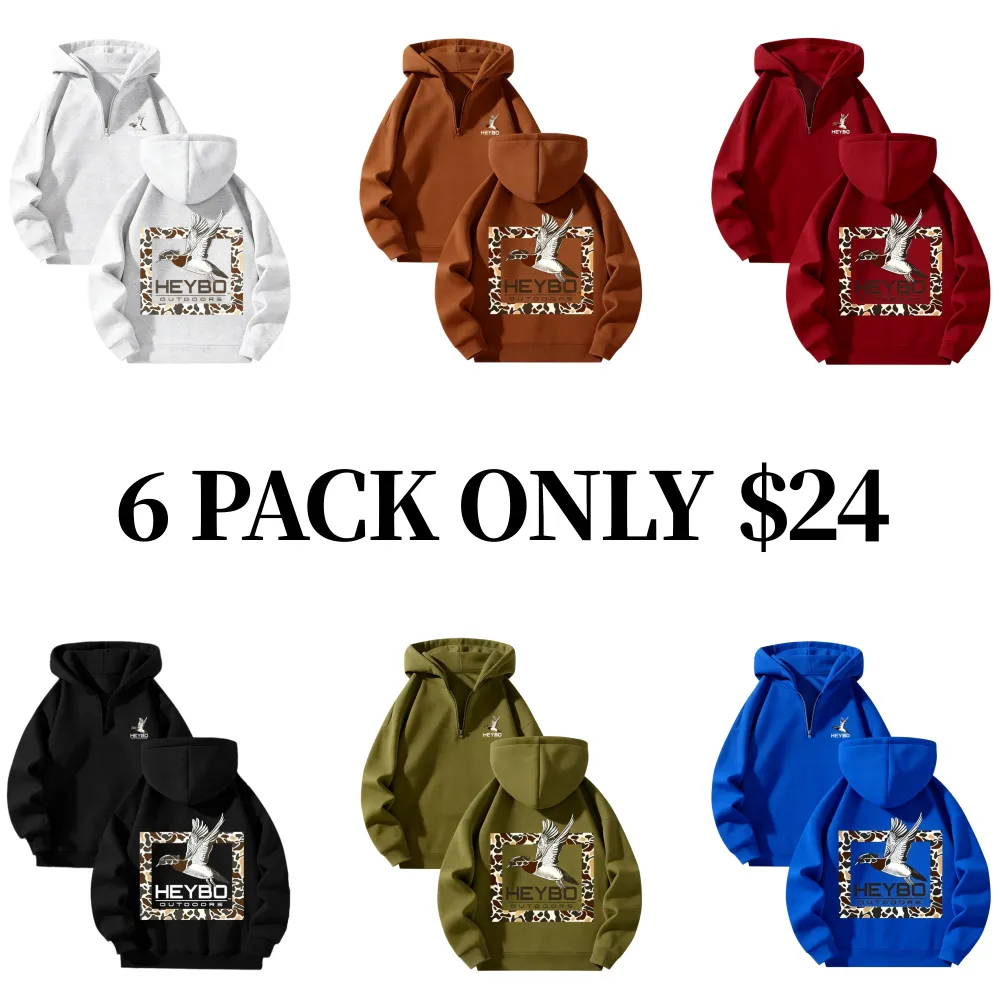 Fleece Lined Hooded Long Sleeve Half Zip Men's Sweatshirt