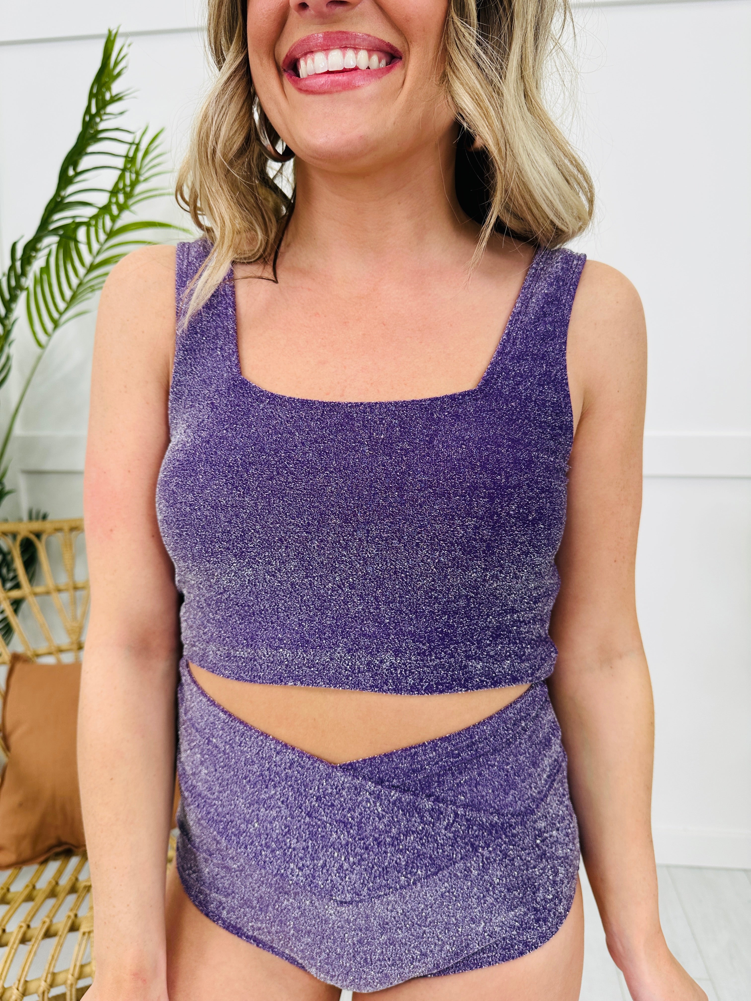 The Olivia Swim Top in Purple Shimmer
