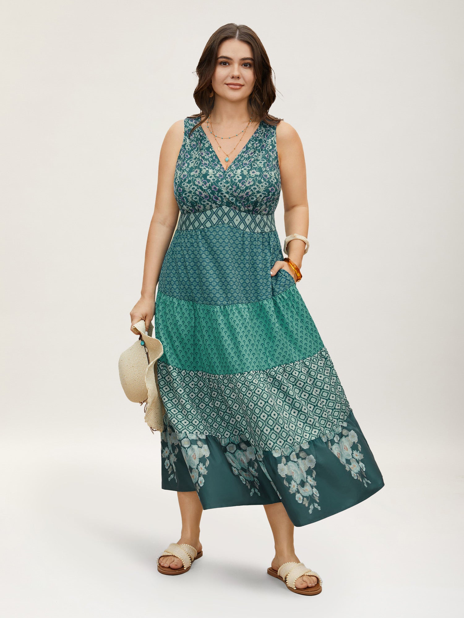 Bandana Patchwork Floral Sleeveless Dress