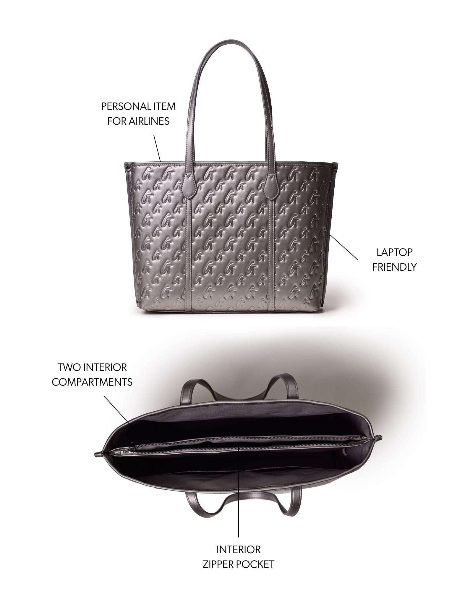 MONOGRAM SLEEK TOTE - PLATINUM