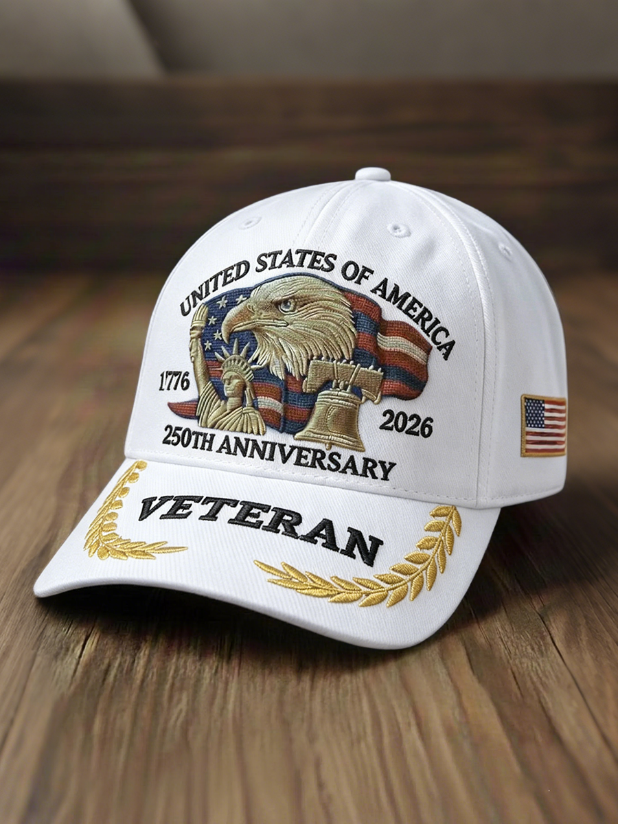 USA 250th Anniversary Veteran Embroidered Bald Eagle Patriotic Hat