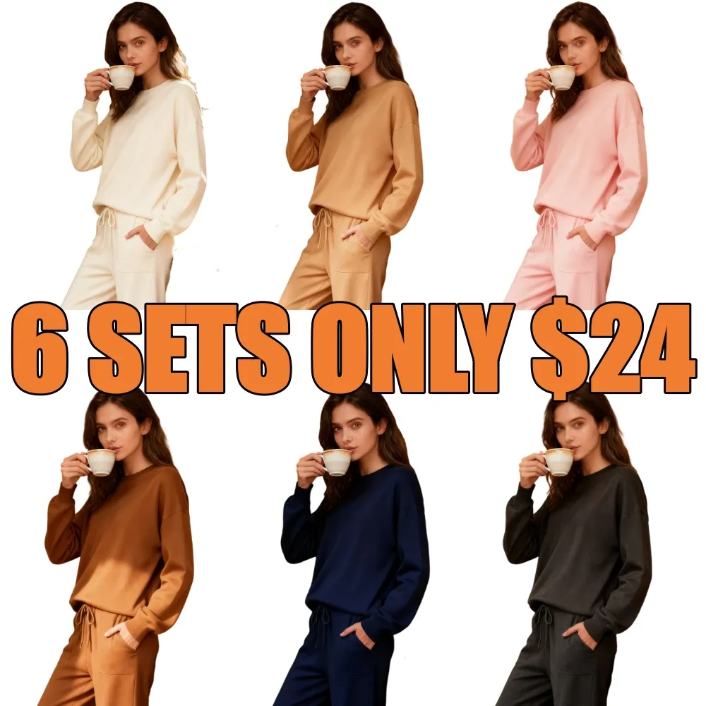 Women's Long Sleeve Knit Loungewear Jogger Set