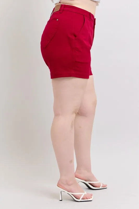 High Waist Tummy Control Garment Dyed Heart Shaped Denim Shorts