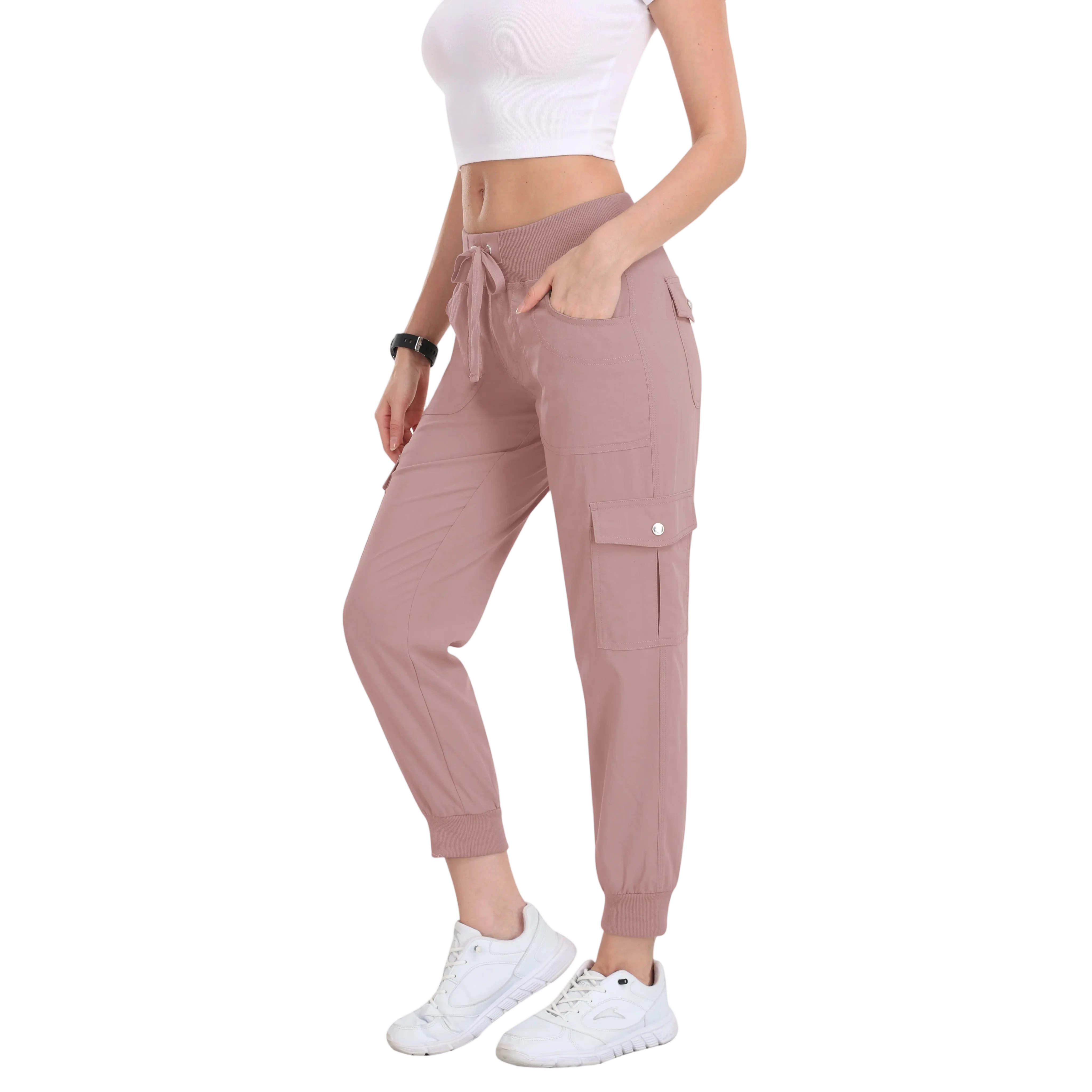 Women's Lightweight Hiking Cargo Pants Outdoor Quick Dry Casual Travel Sweatpants Joggers Elastic Waist Button Pockets Comfy Moms over 30 Basic four season