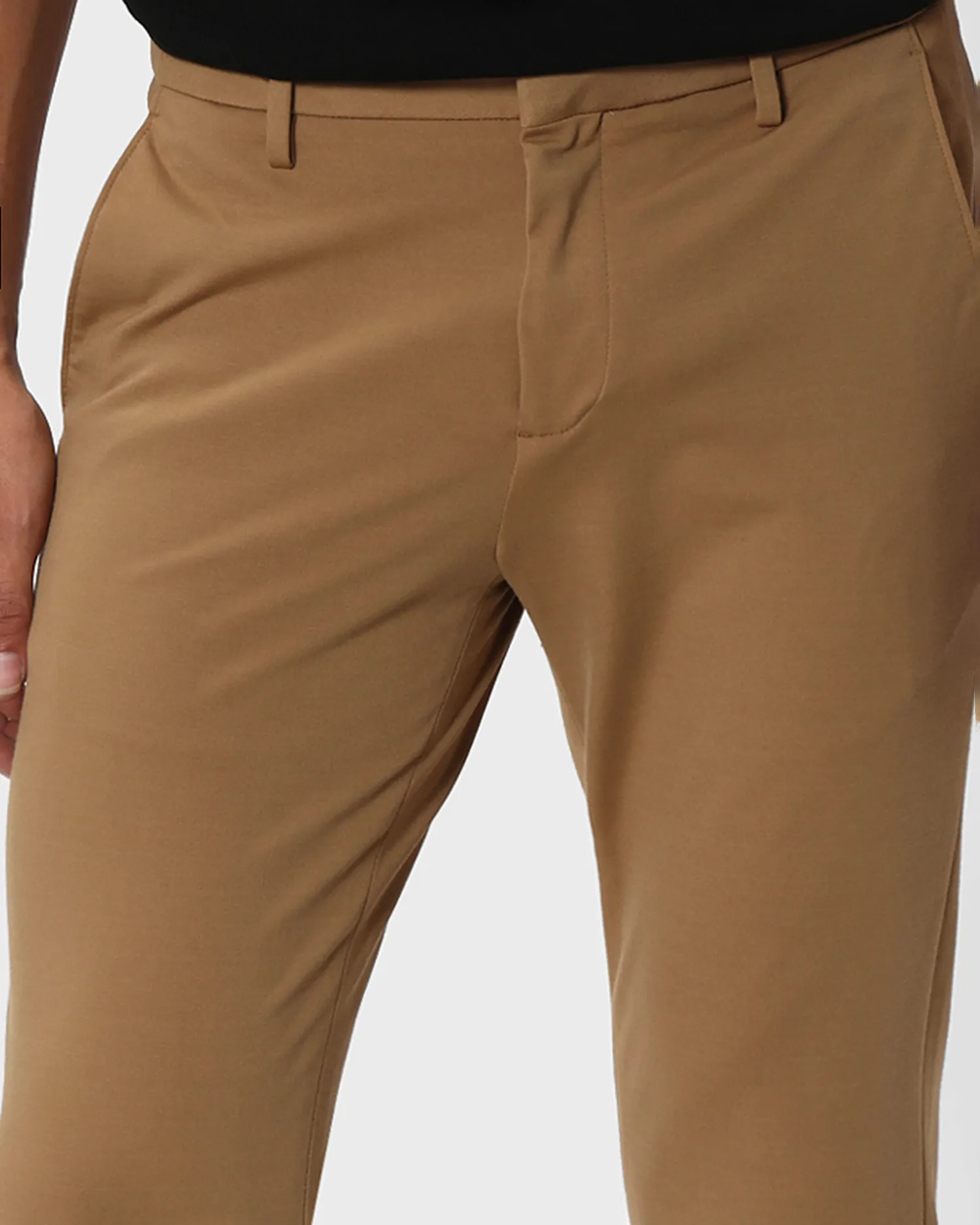 Classic Versatile Soft Slim-Fit Straight-Leg Khaki Trousers